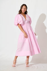 Pale Pink Cotton Midi Dress